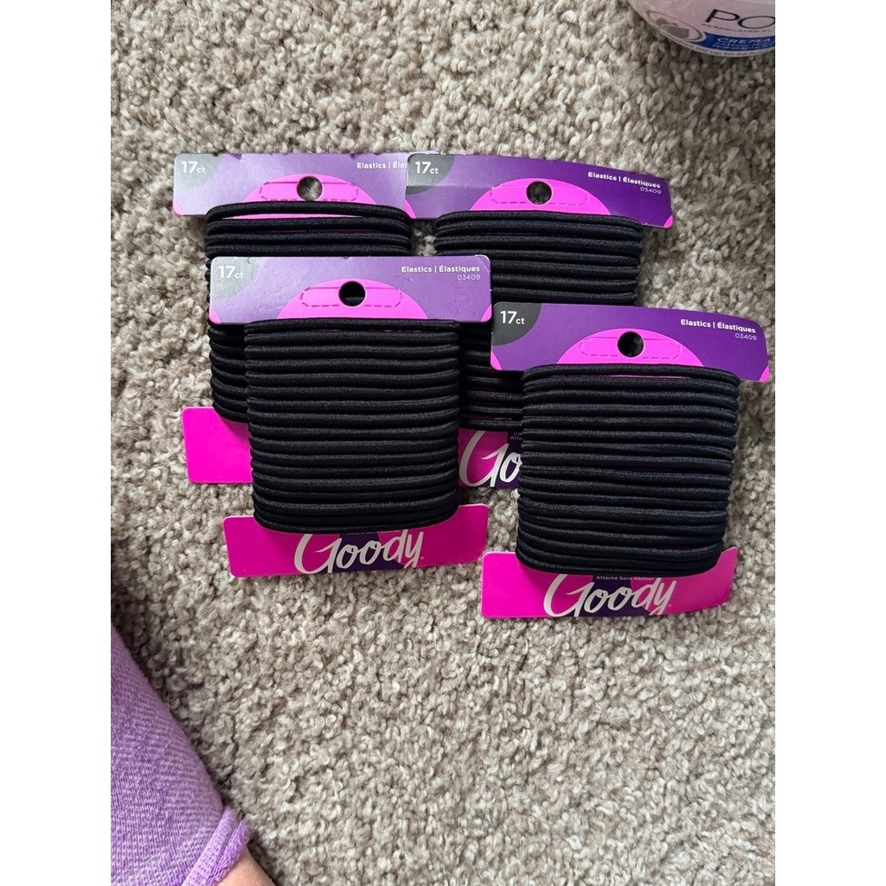 Goody Ouchless Black Hair Elastics‎ 17ct Pack of 4 - Hair Ties Bundle